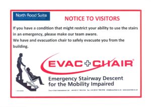 evac chair sign for jayex